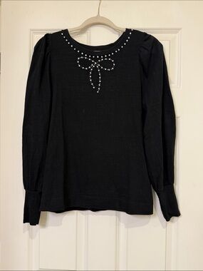 LOFT Beaded Bow Embellished Top